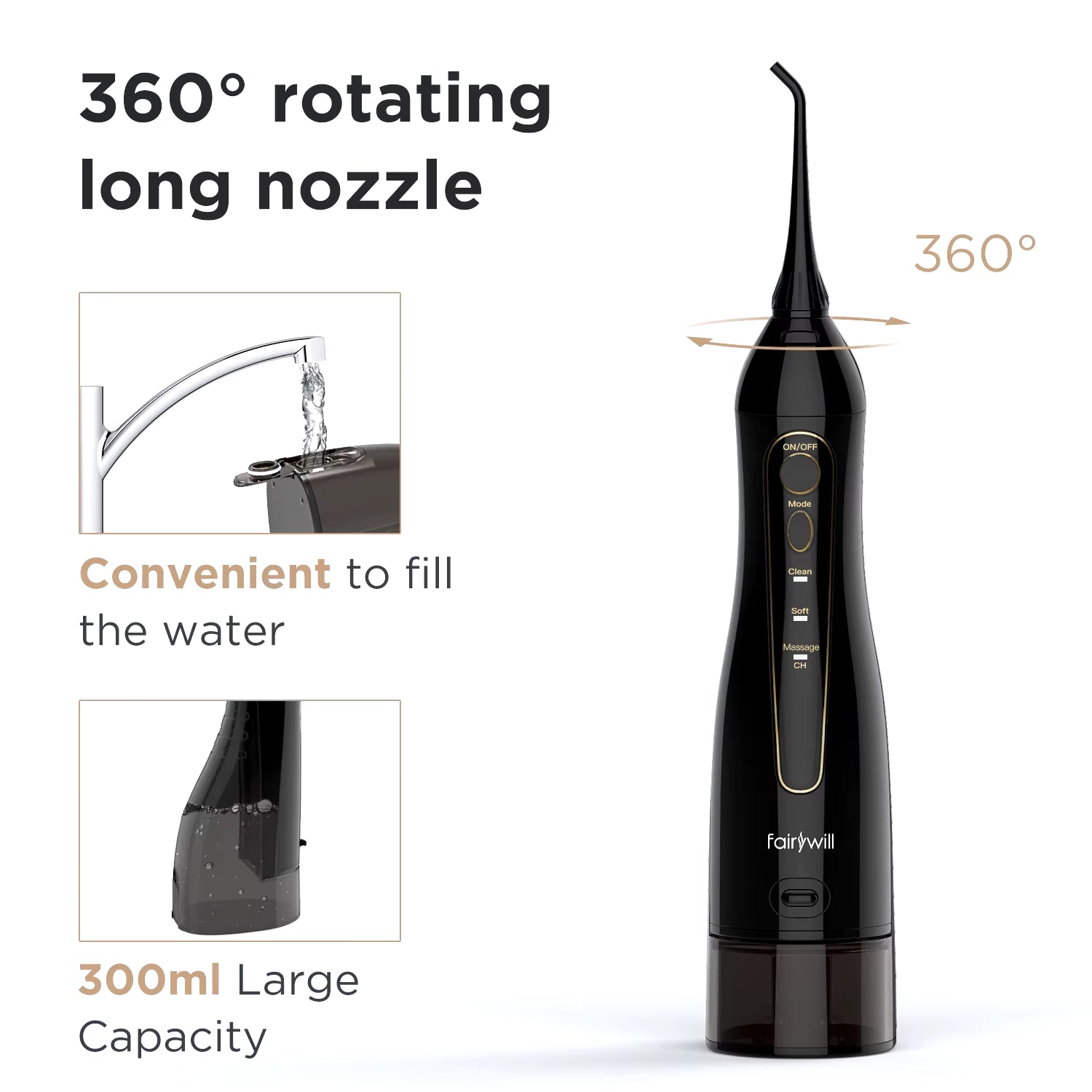 Revolutionary Water Flosser: 300ML Rechargeable Oral Irrigator with 3 Modes for Ultimate Dental Care