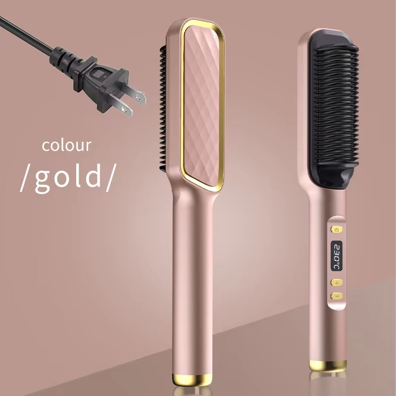 Transform Your Hair with the Electric Hot Comb - Multifunctional Straightening Brush with Negative Ion Technology