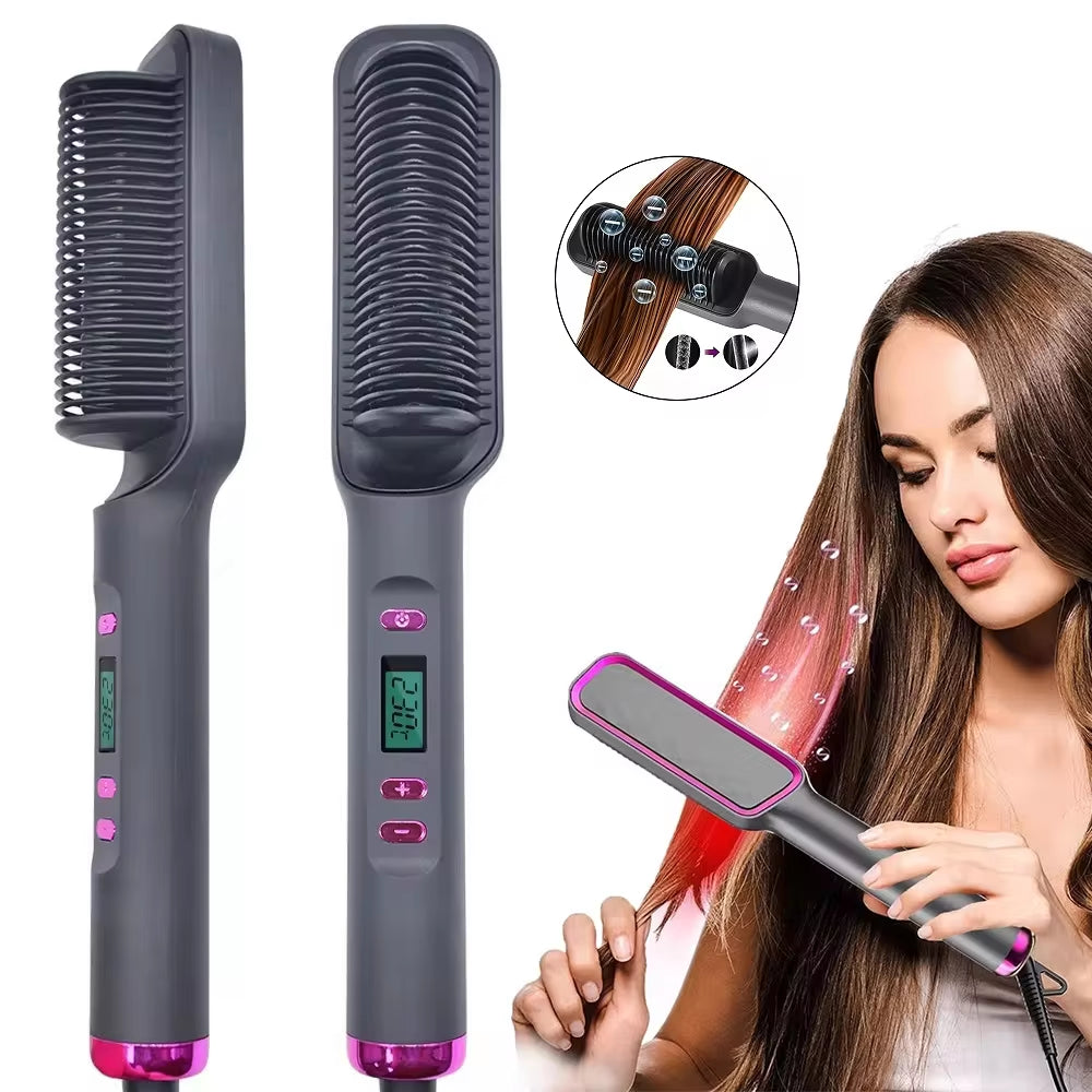 Transform Your Hair with the Electric Hot Comb - Multifunctional Straightening Brush with Negative Ion Technology