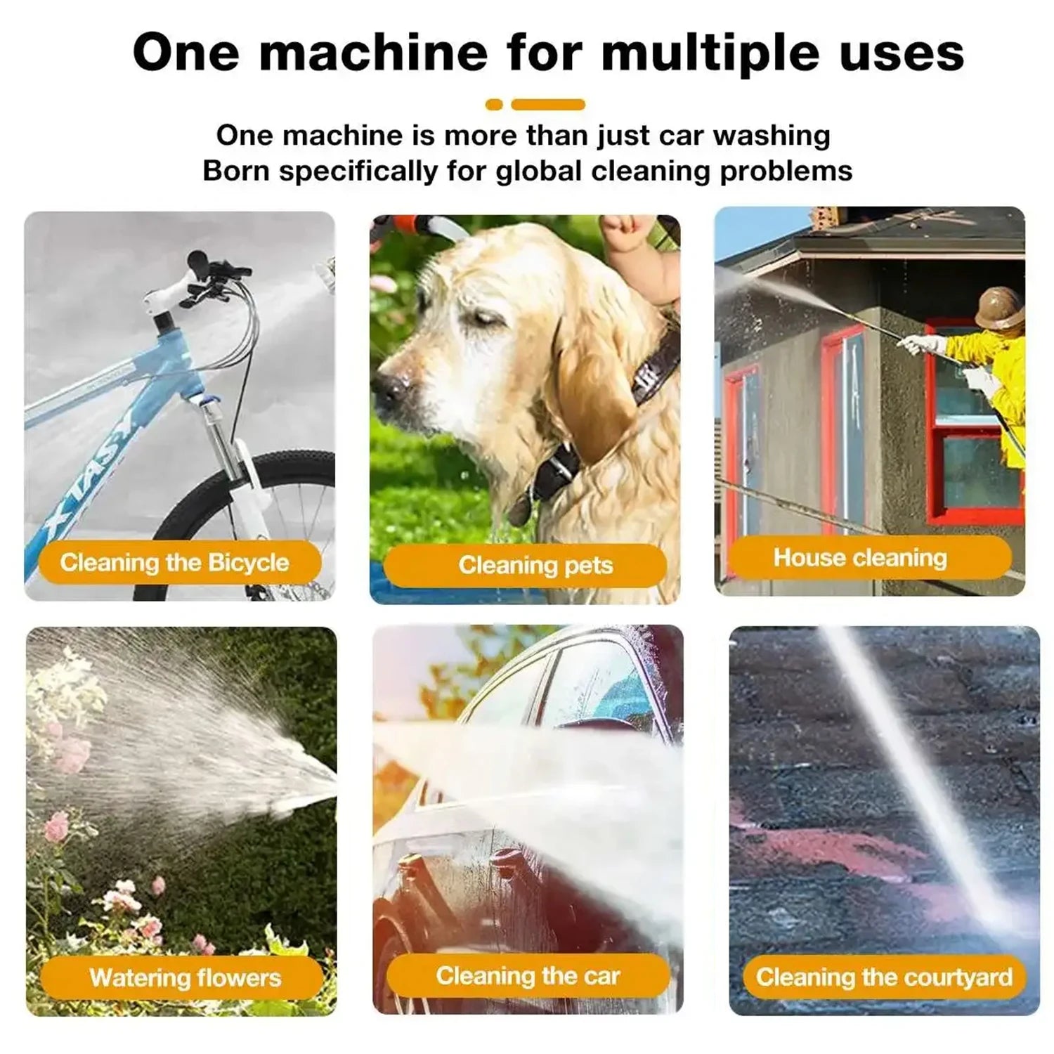 1500W 48V Portable Cordless High Pressure Car Washer with Self-Suction Capability and Foam Bottle, 40-50 Bar Power Cleaning Machine