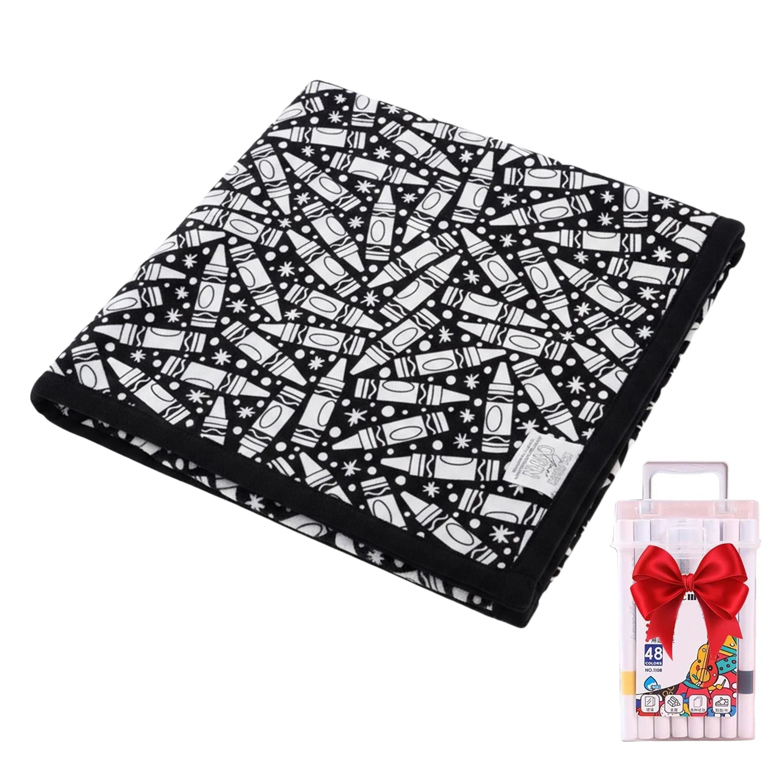 Unleash Your Creativity with the DIY Coloring Blanket Set - Complete with Markers for Fun and Personalization!