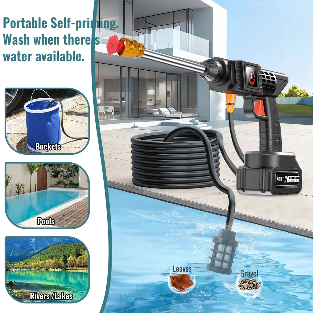 Cordless High Pressure Washer Spray Gun - 50 Bar Water Sprayer for Car Wash with Self-Priming Feature Compatible with Makita 21V Battery