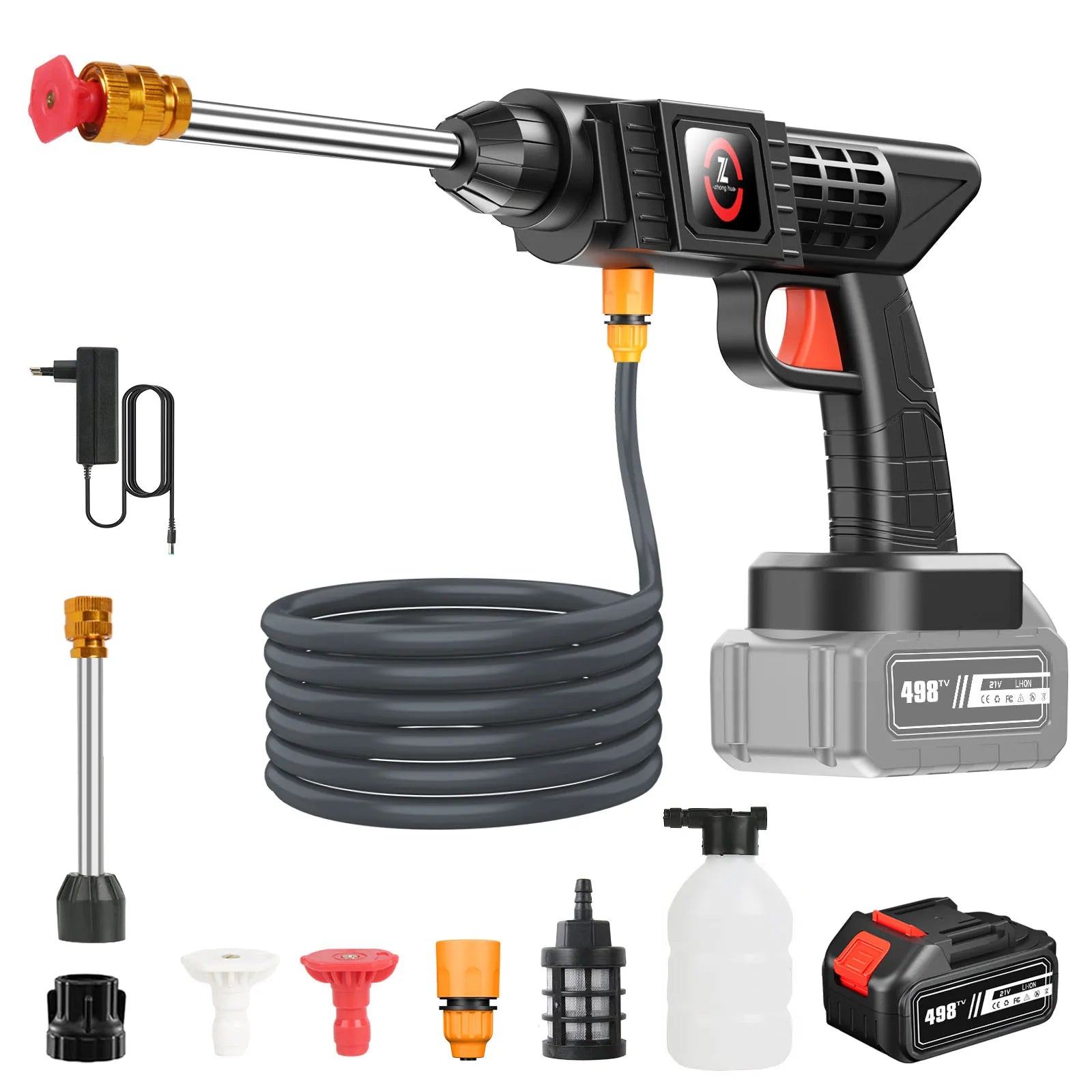 Cordless High Pressure Washer Spray Gun - 50 Bar Water Sprayer for Car Wash with Self-Priming Feature Compatible with Makita 21V Battery