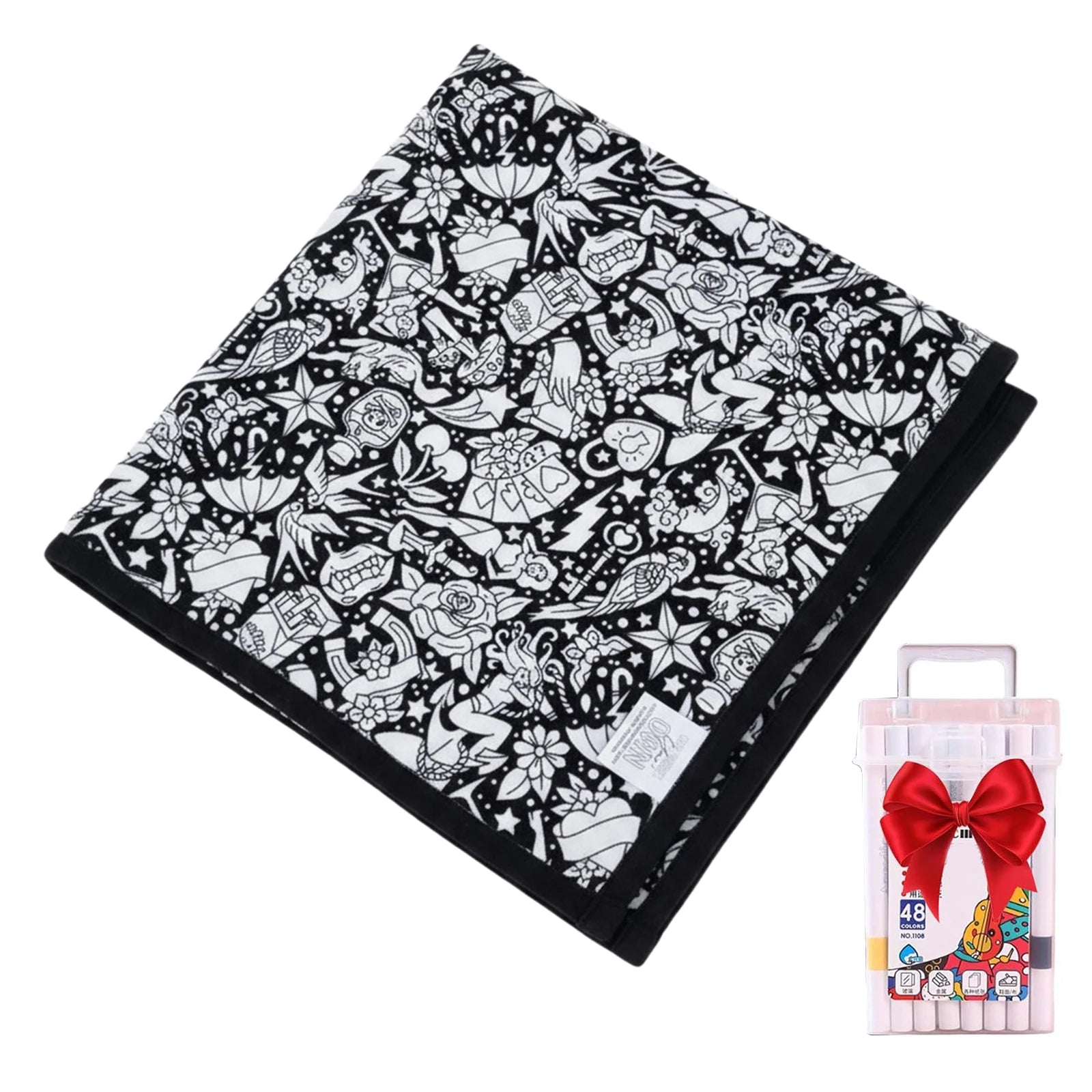 Unleash Your Creativity with the DIY Coloring Blanket Set - Complete with Markers for Fun and Personalization!