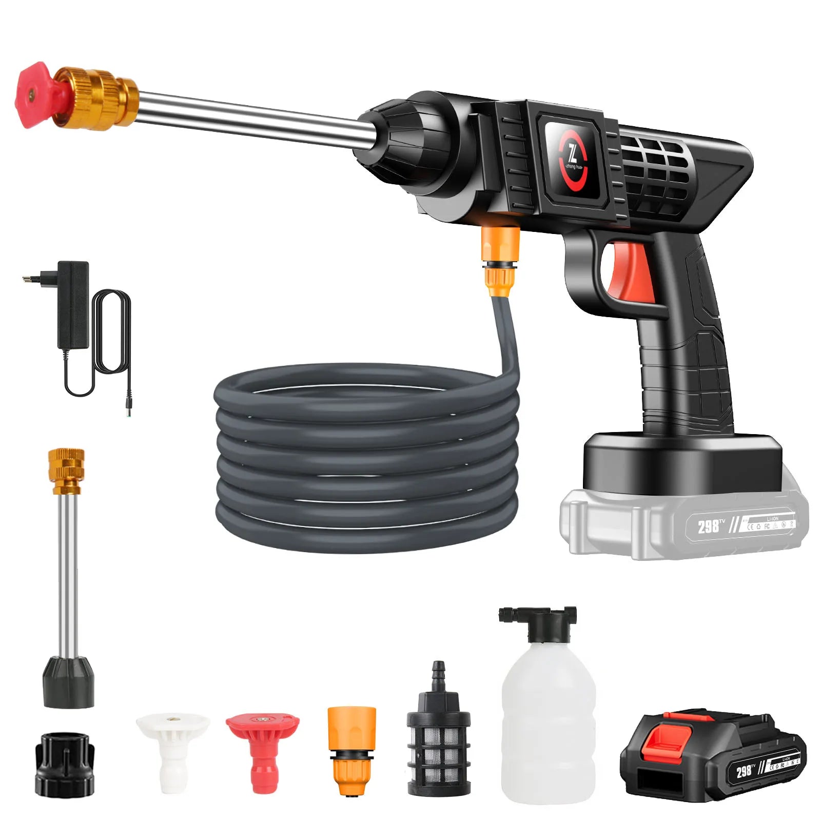 Cordless High Pressure Washer Spray Gun - 50 Bar Water Sprayer for Car Wash with Self-Priming Feature Compatible with Makita 21V Battery