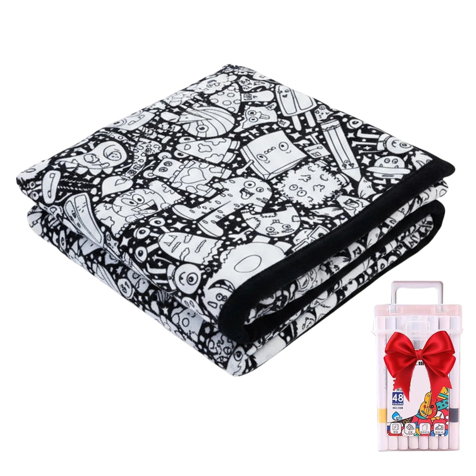 Unleash Your Creativity with the DIY Coloring Blanket Set - Complete with Markers for Fun and Personalization!