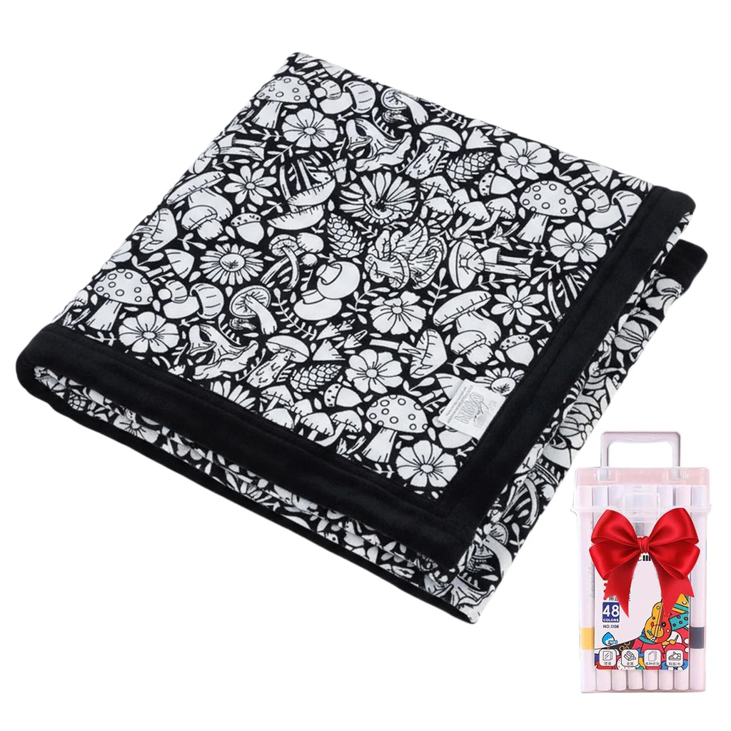 Unleash Your Creativity with the DIY Coloring Blanket Set - Complete with Markers for Fun and Personalization!
