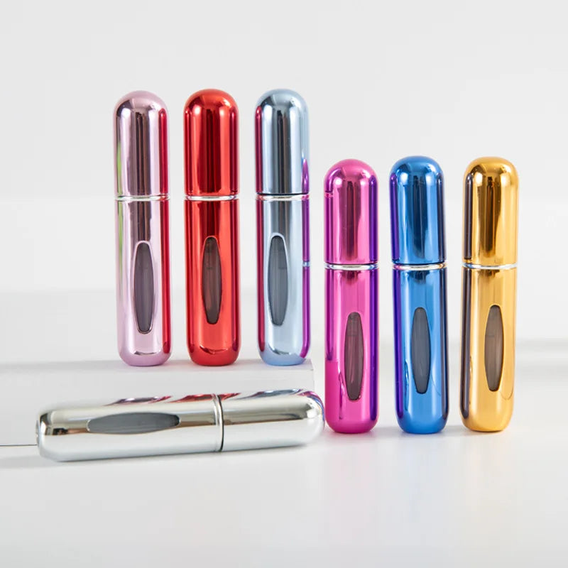 Stylish Portable Mini Perfume Spray Bottle - Refillable 5ml Aluminum with Easy Bottom Fill Function, Available in Sets of 1, 3, 5, or 10