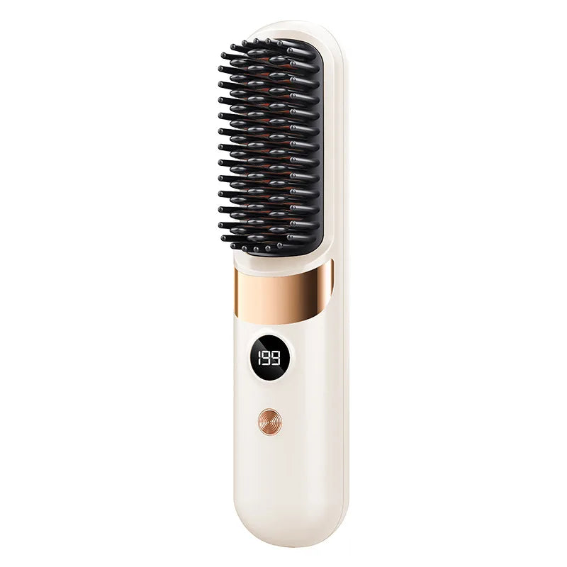 Revolutionary 2025 USB Cordless Hair Straightener Brush - Perfect Travel Companion with LED Display for Effortless Styling