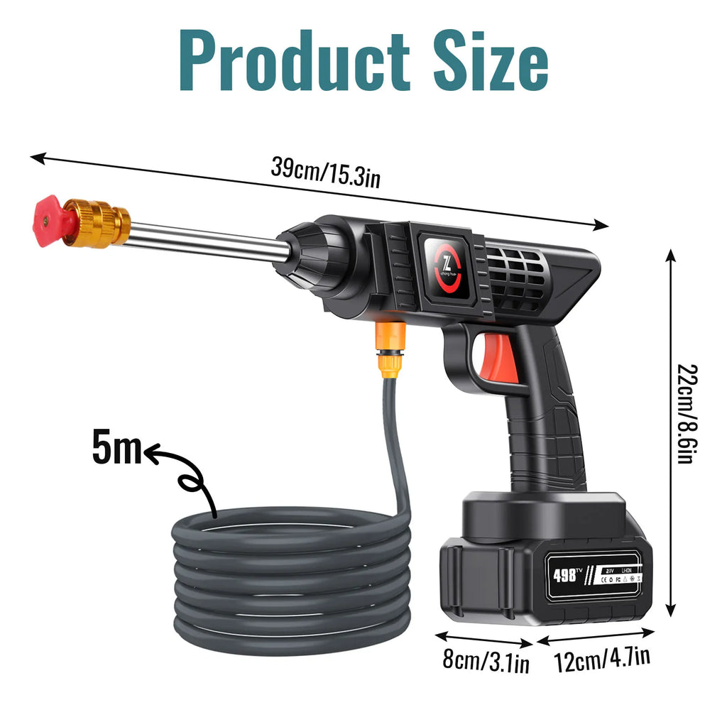 Cordless High Pressure Washer Spray Gun - 50 Bar Water Sprayer for Car Wash with Self-Priming Feature Compatible with Makita 21V Battery