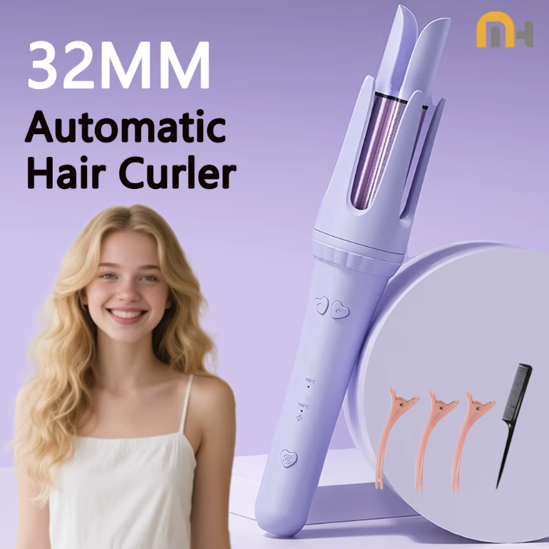 Professional 32mm Ceramic Hair Curling Iron Wand - Electric Salon Styling Tool