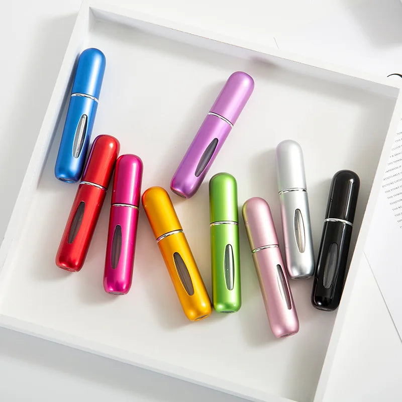 Stylish Portable Mini Perfume Spray Bottle - Refillable 5ml Aluminum with Easy Bottom Fill Function, Available in Sets of 1, 3, 5, or 10