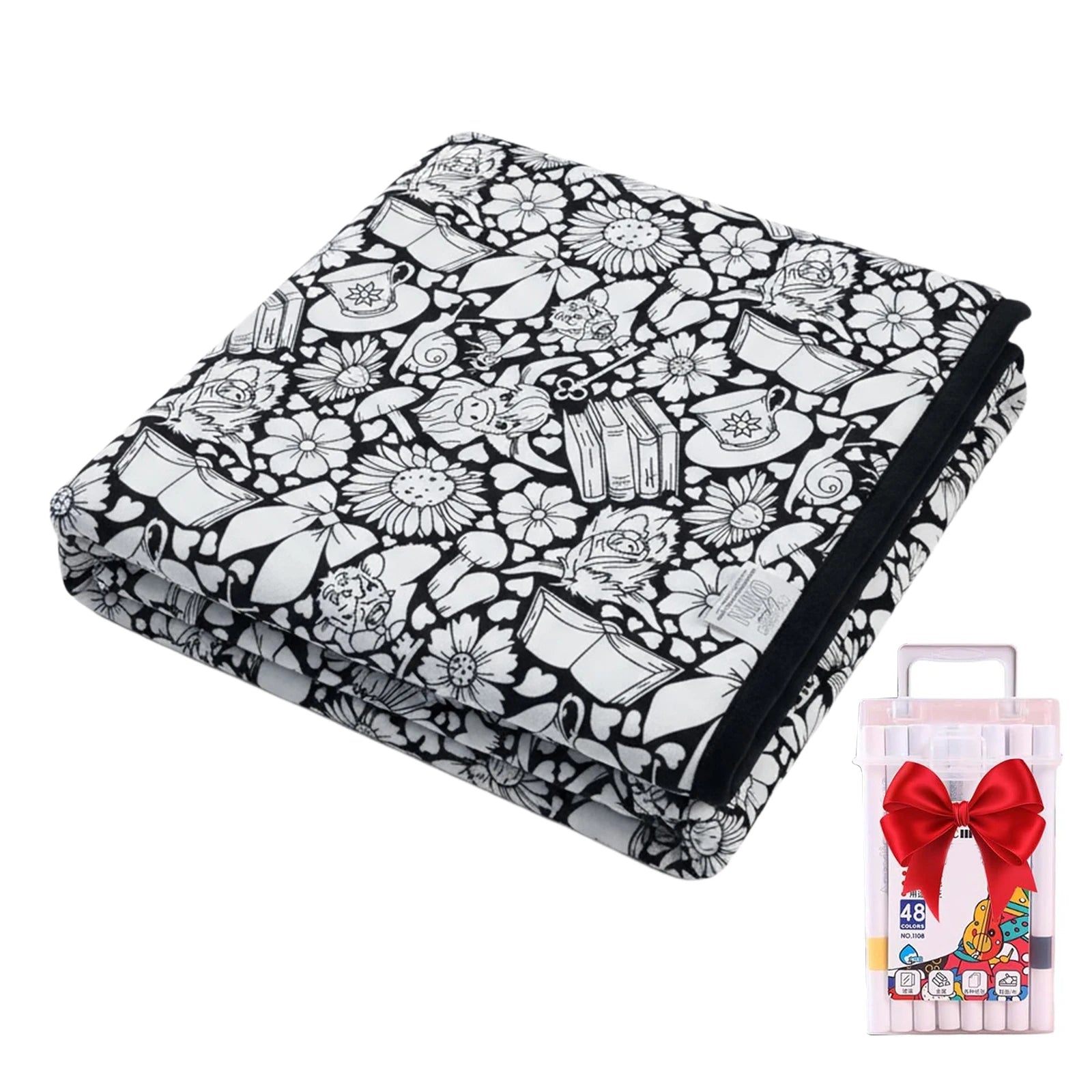 Unleash Your Creativity with the DIY Coloring Blanket Set - Complete with Markers for Fun and Personalization!