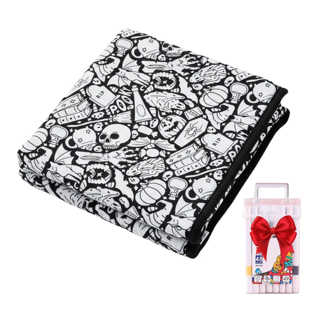 Unleash Your Creativity with the DIY Coloring Blanket Set - Complete with Markers for Fun and Personalization!