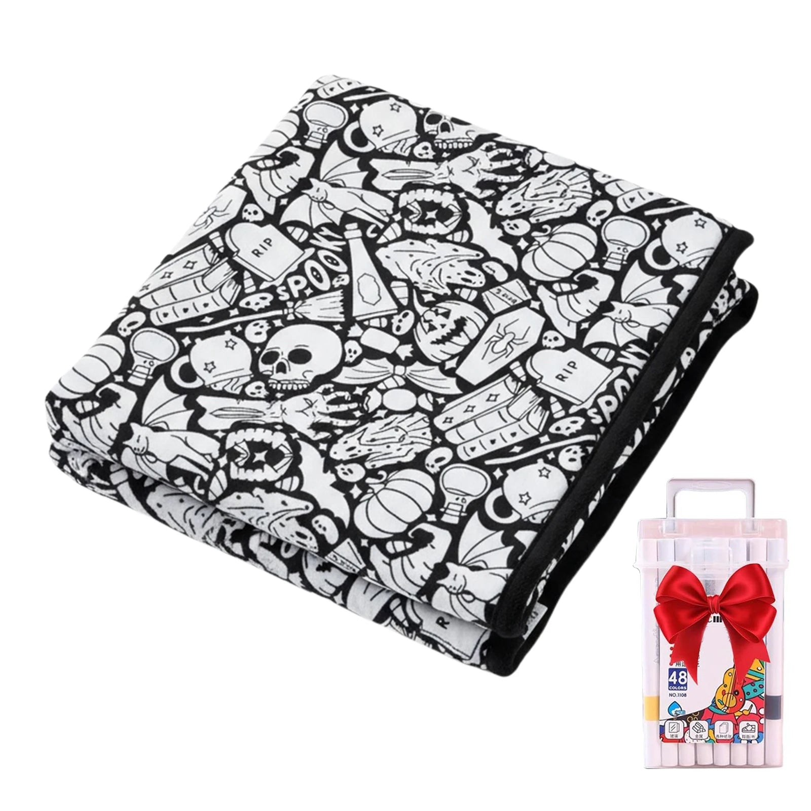 Unleash Your Creativity with the DIY Coloring Blanket Set - Complete with Markers for Fun and Personalization!