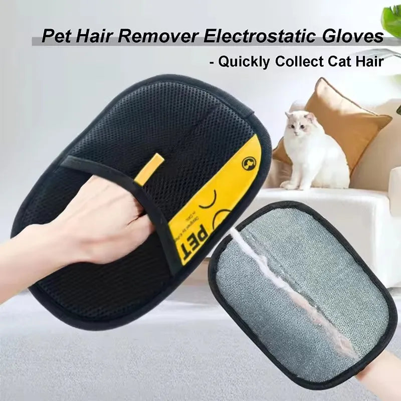 Revolutionary Pet Grooming Gloves: Effortless Hair Removal for Cats and Dogs with 2-in-1 Lint Roller Brush